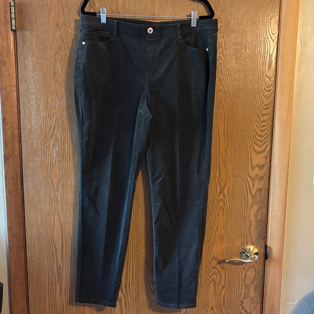 J. Jill Dark Green Corduroy Trousers Size L inseam 28 1/2
